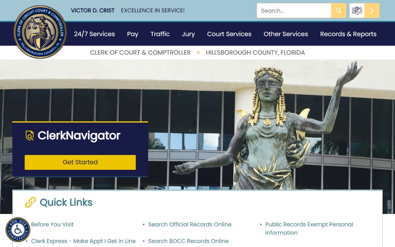 Hillsborough County Clerk of Court office for Brandon family court records