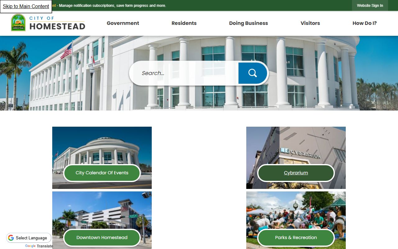 City of Homestead government building and services