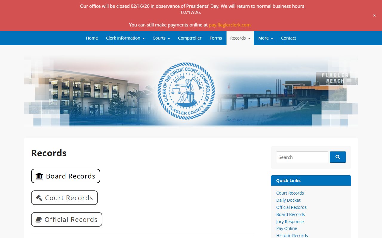 Flagler County court records office for Palm Coast family cases