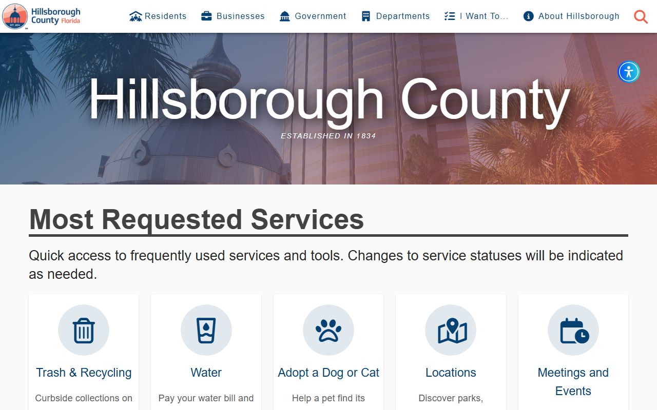 Hillsborough County government services for Town 'n' Country family court records