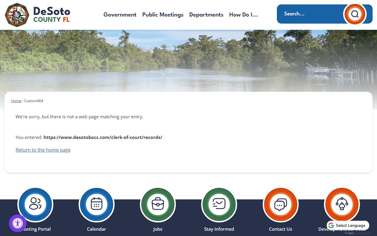 DeSoto County court records search page