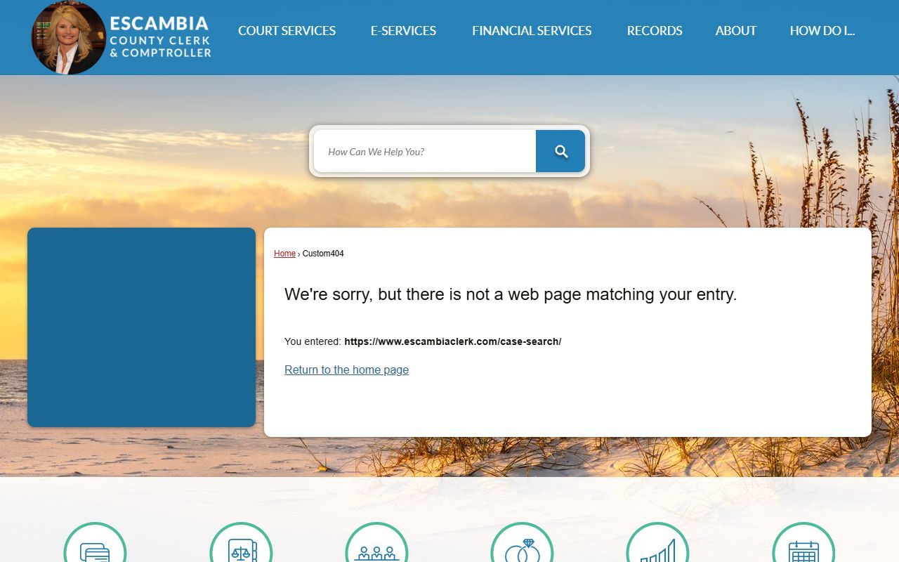 Escambia County court records search page