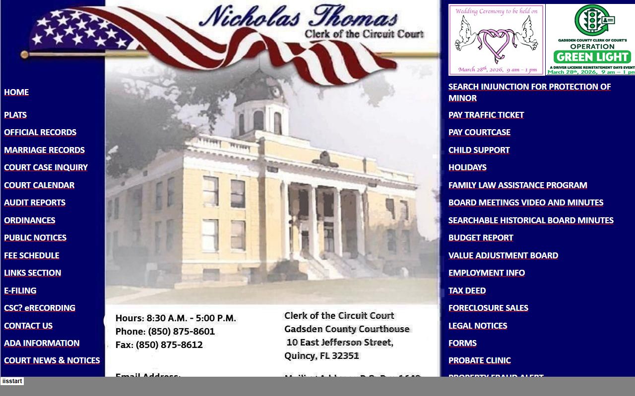 Gadsden County Clerk of Court website for family court records