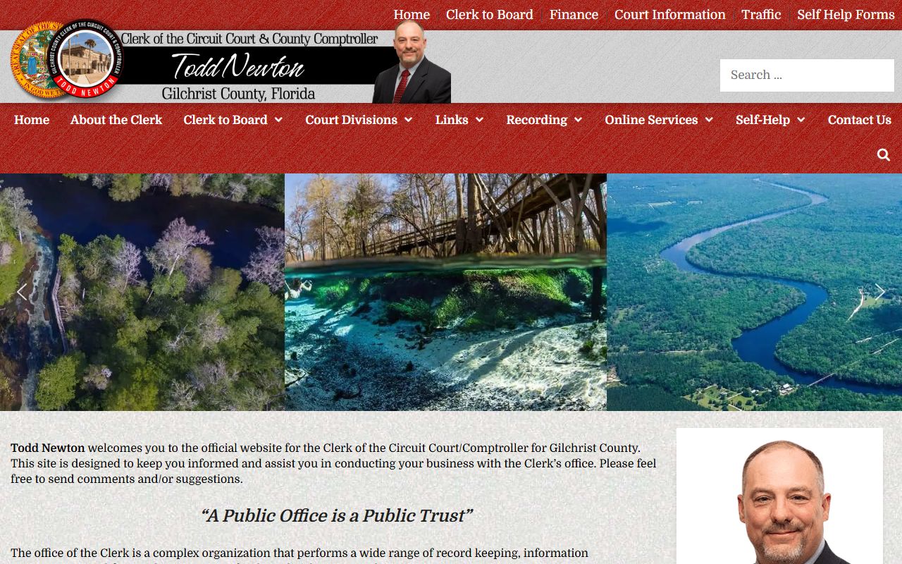 Gilchrist County Clerk of Court website for family court records access