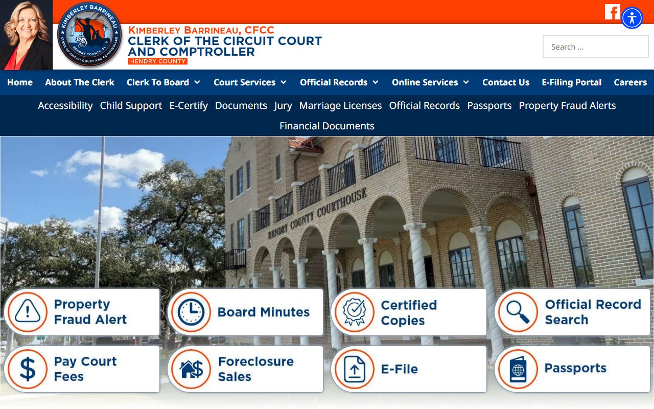 Hendry County Clerk of Court website for family court records access