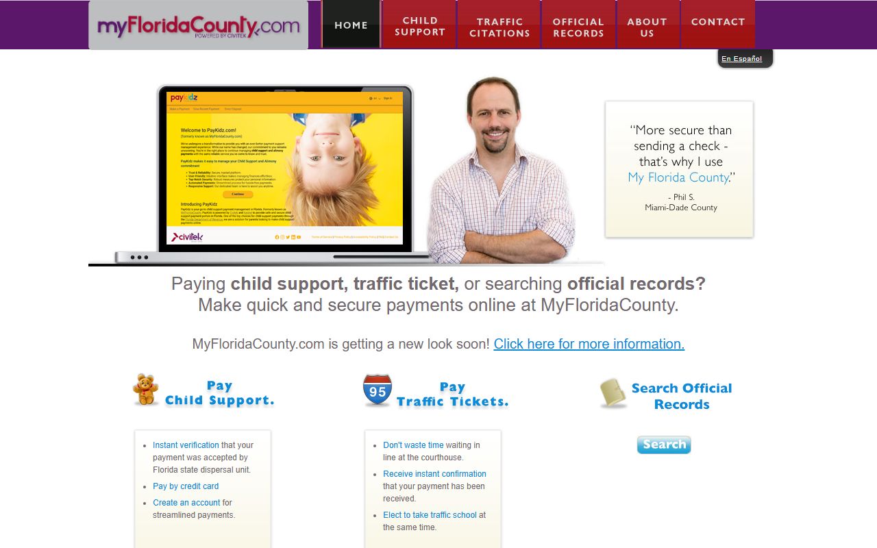 Hillsborough County child support payment system and records access