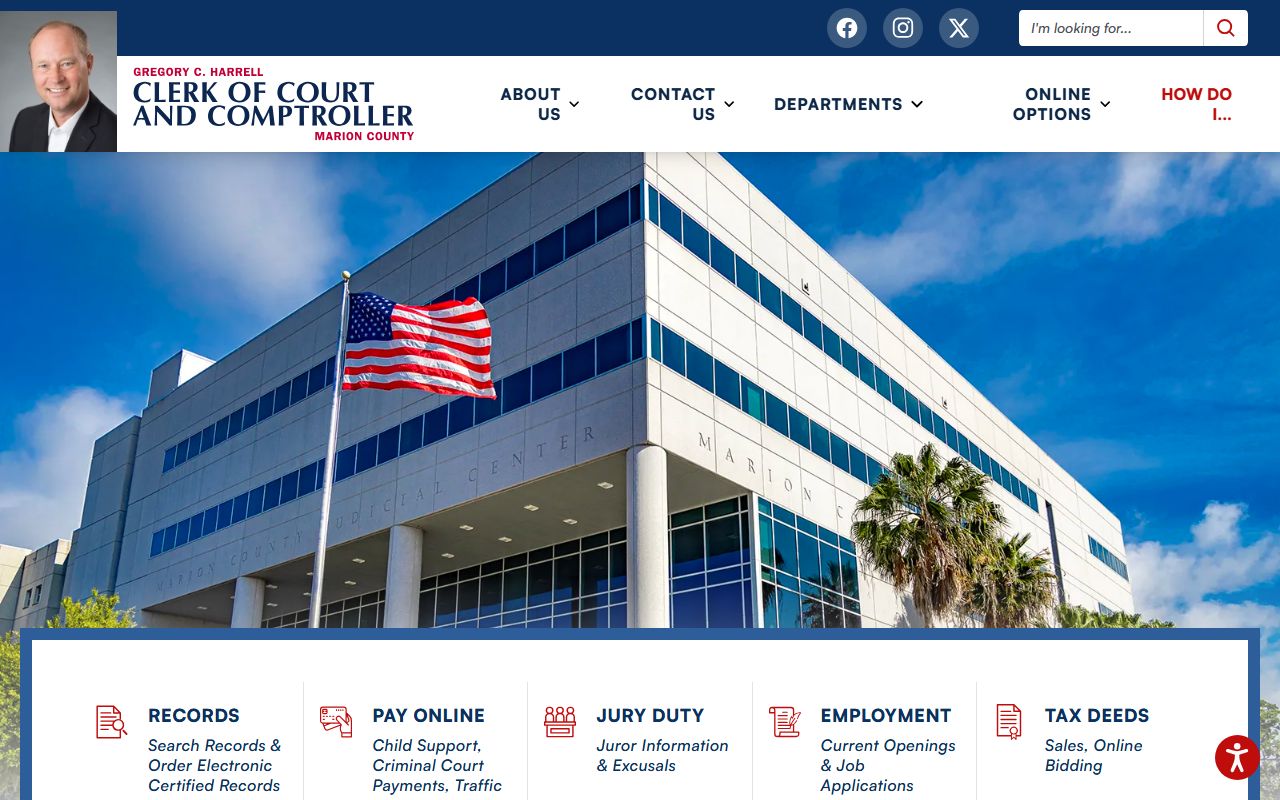 Marion County Clerk of Court homepage for family court records access