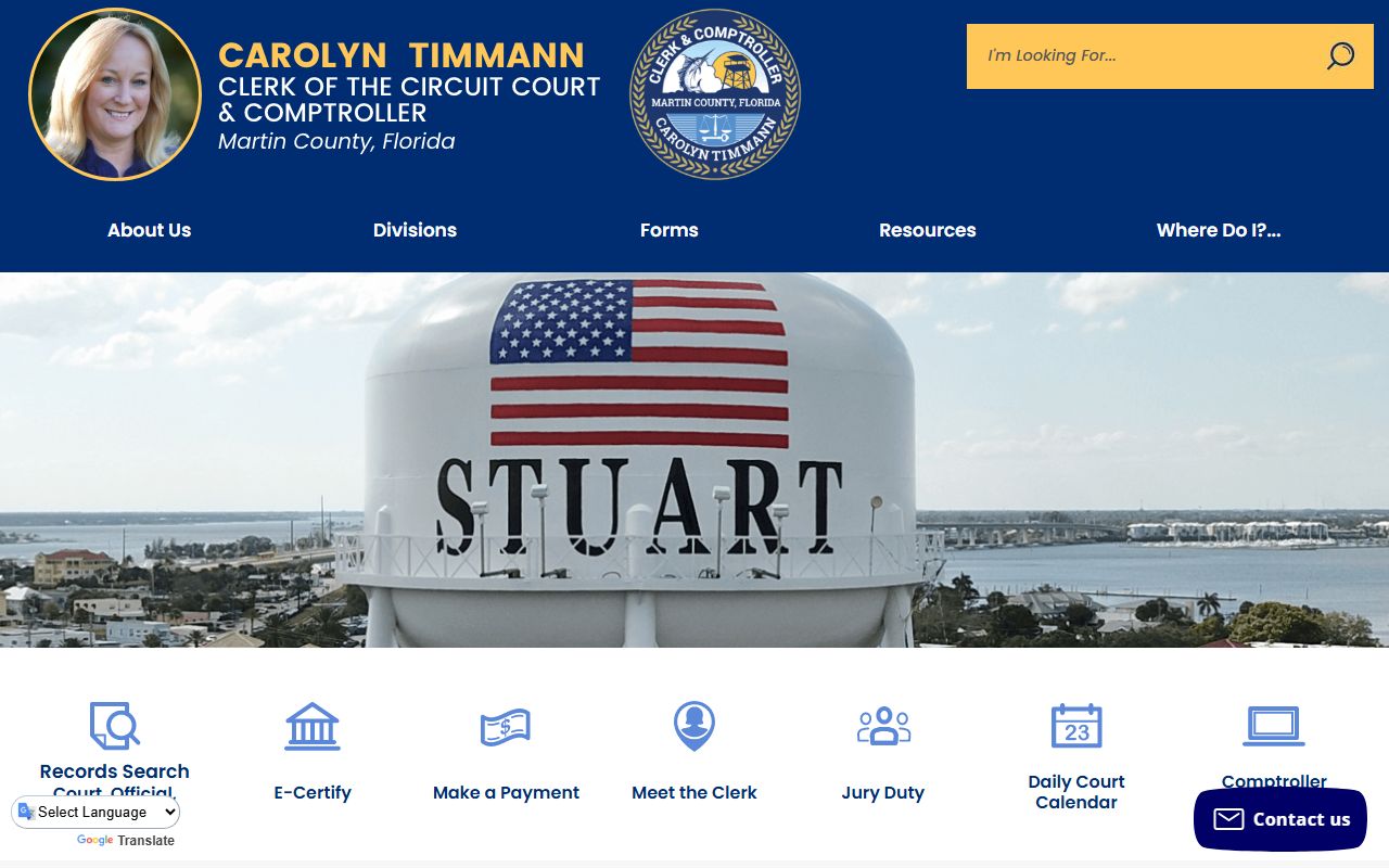 Martin County Clerk of Court homepage for family court records access