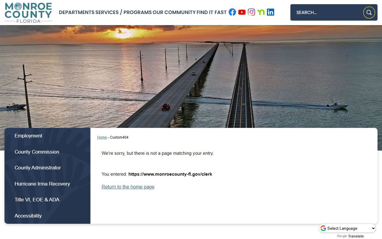Monroe County Clerk of Court page for family court records access