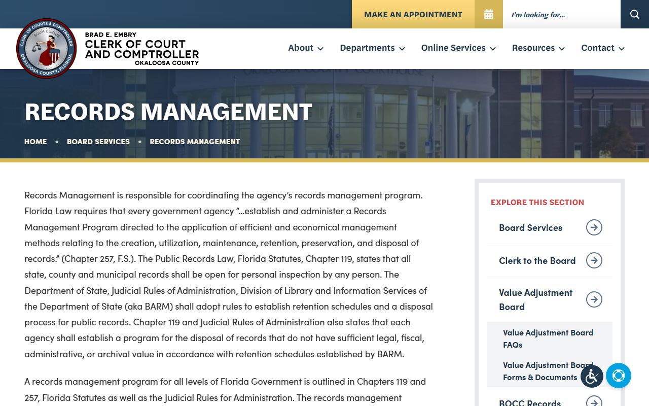 Okaloosa County Clerk court records search interface