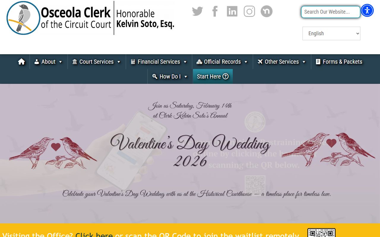 Osceola County Clerk court records search page