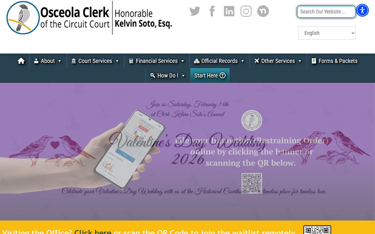 Osceola County Clerk of Courts homepage for family court records access