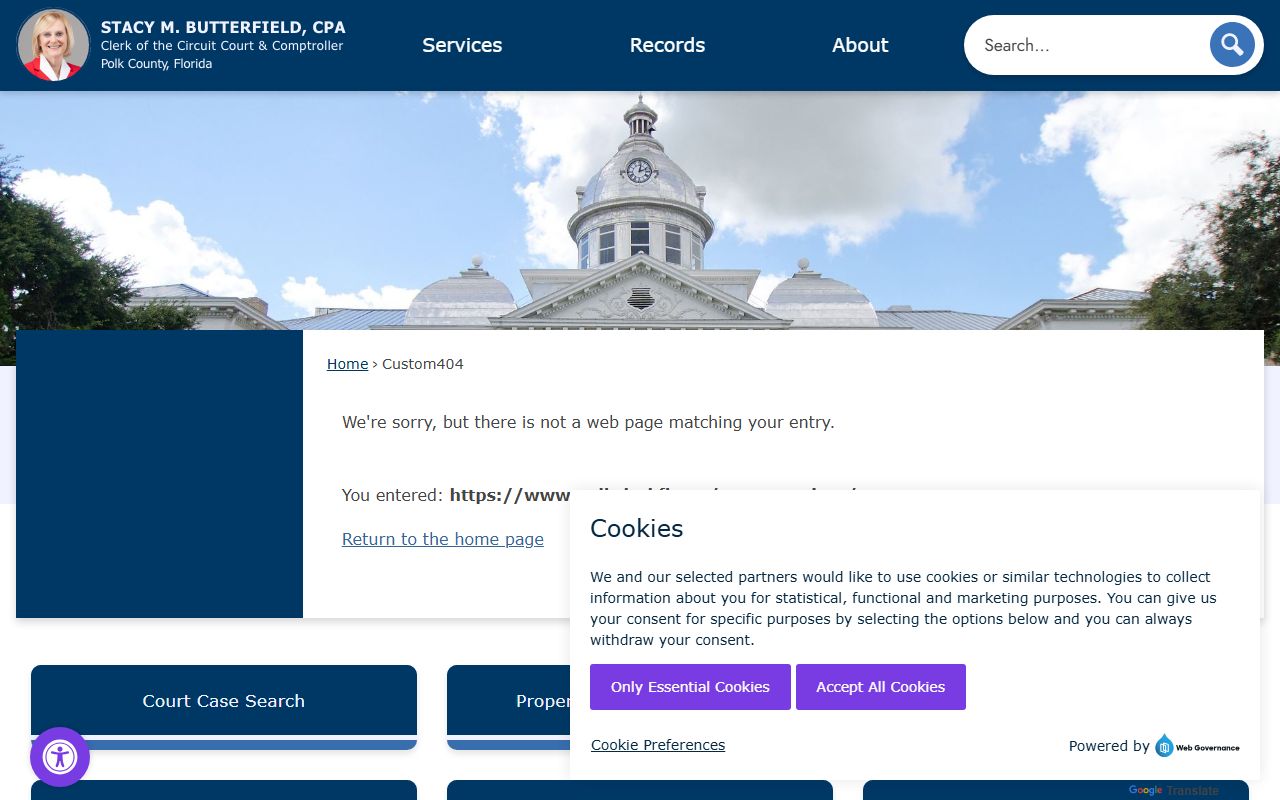 Polk County Clerk court services page