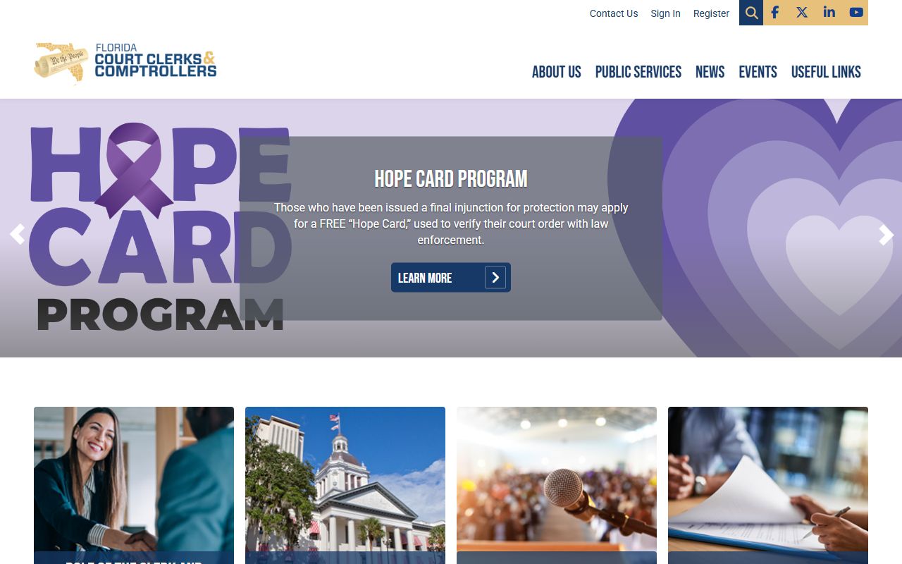 Florida Court Clerks and Comptrollers website for finding local clerk offices